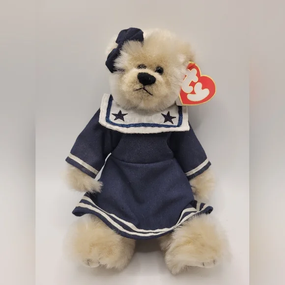 Ty Beanie Baby "Breezy" Blue and Cream Sailor Plush Toy 1993 Excellent Condition - Picture 2 of 6